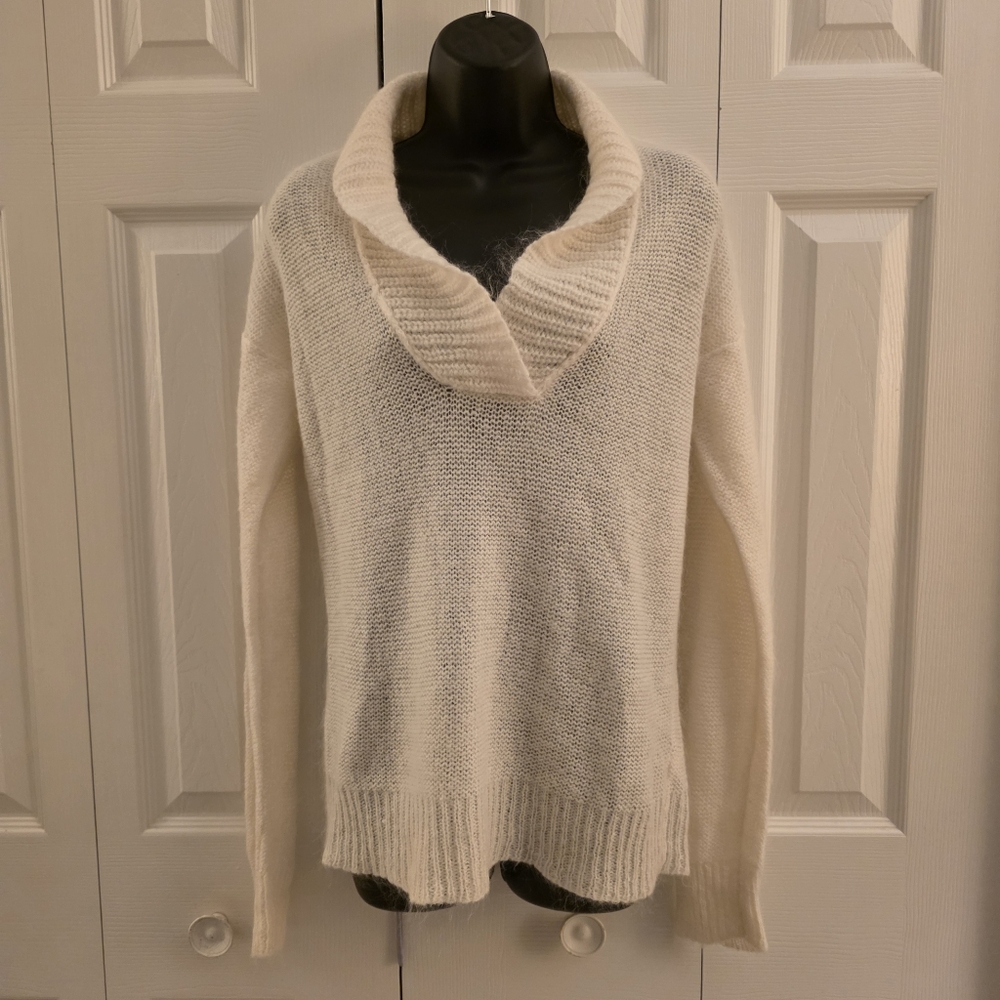 J. Crew | Mohair Blend Off White Shawl Collar Sweater